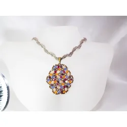 Pendant 40cm - Malvina Oval-Khaki Braid - Pendant 40cm - Laiton bronze